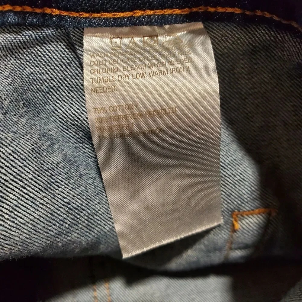 LOGO by Lori Goldstein Dark Wash  Wide Leg Jeans Size 10p 10 petite patch pocket